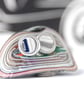 Ford fordite stud earrings - sparkly silver and navy stripes - Image 1