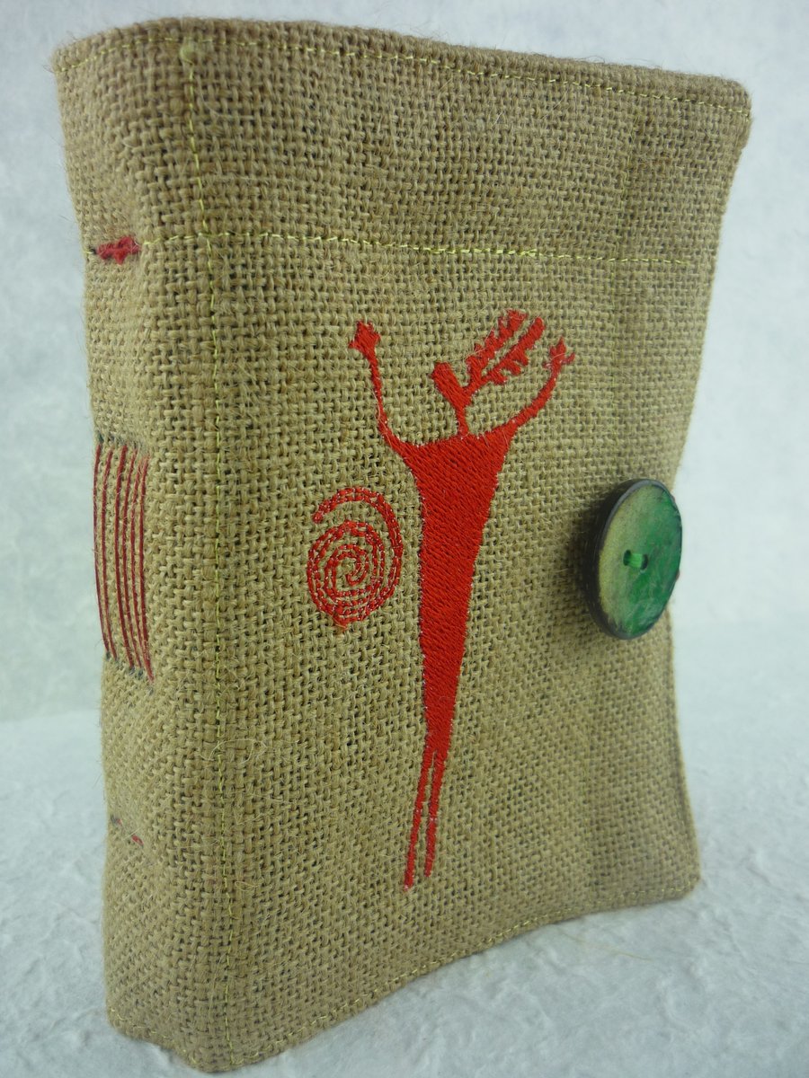 Primitive Hallo Embroidered Fabric Journal