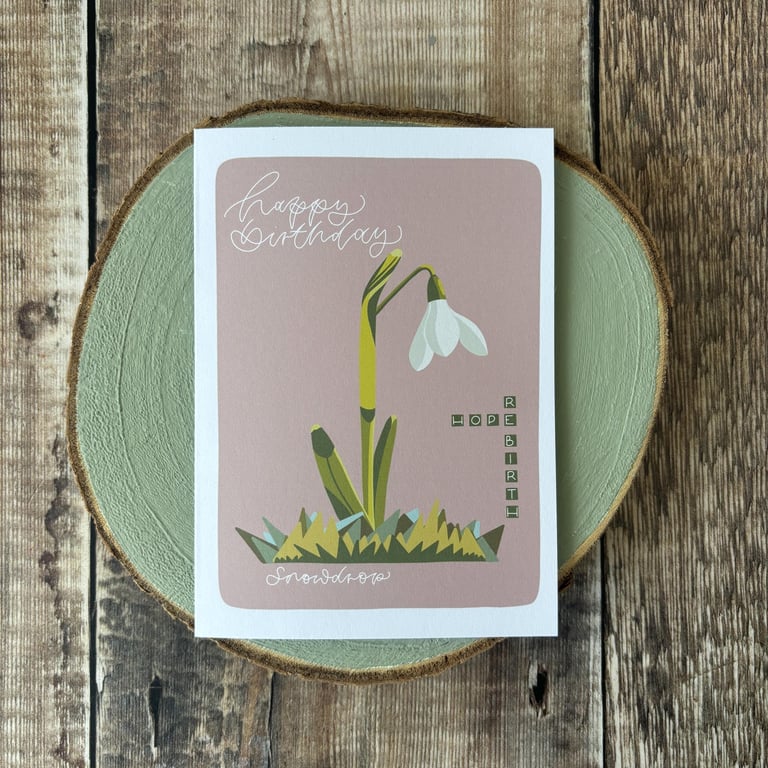 Snowdrop Birthday Card: January Birth Flower, Winter Nature