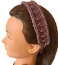 Purple Hair Band Headband Adjustable Tie to Fit Hair Accessory Knitted by Hand