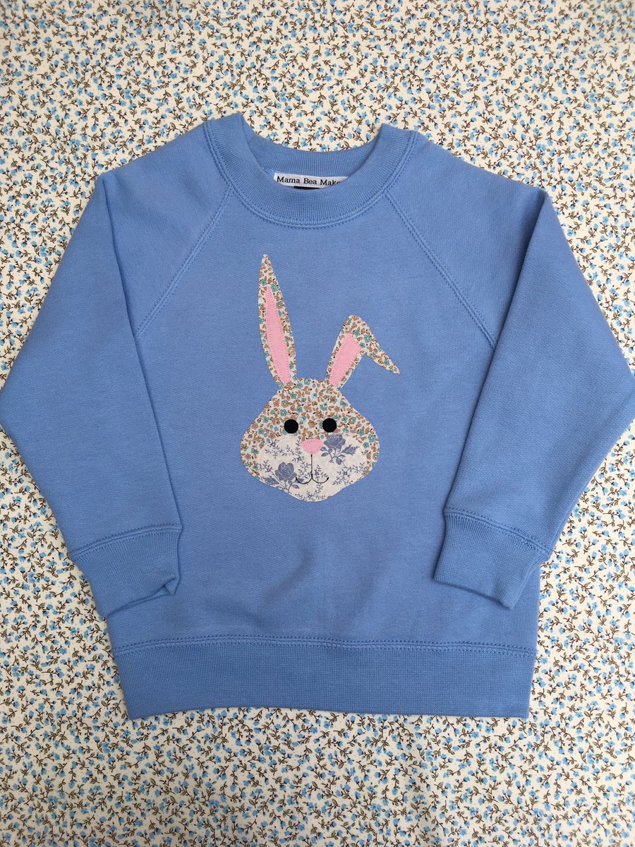 Handmade Appliqué Children’s Bunny Sweatshirt, Using Vintage Fabrics