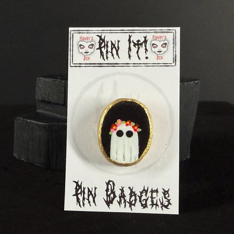 Pin It! Ghost Portrait Cold Porcelain Pin Badge 