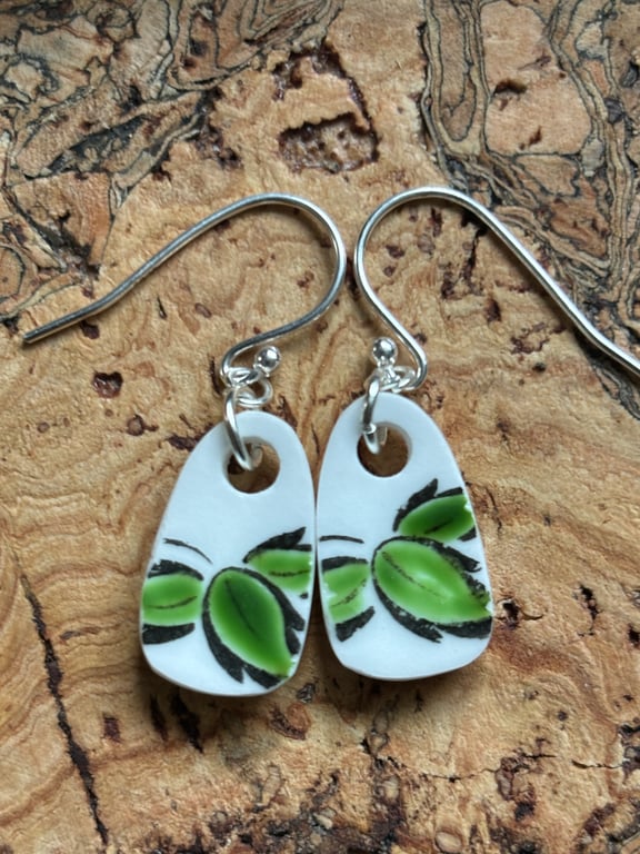 Handmade Earrings, Unique Earrings, Vintage, Eco Friendly Ceramic Earrings