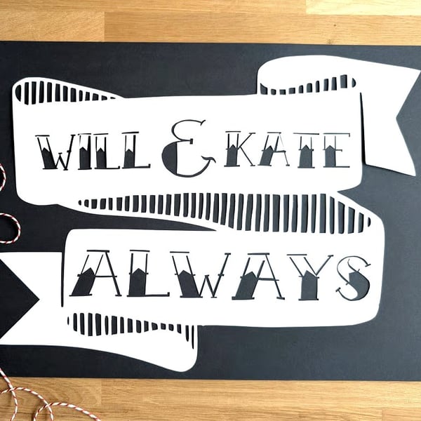 Large Bespoke Custom Personalised Handmade Banner Name Papercut