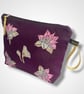 Purple Lotus Flowers Linen Makeup Bag - Image 3