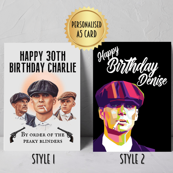 Personalised birthday greeting card peaky Tv series 