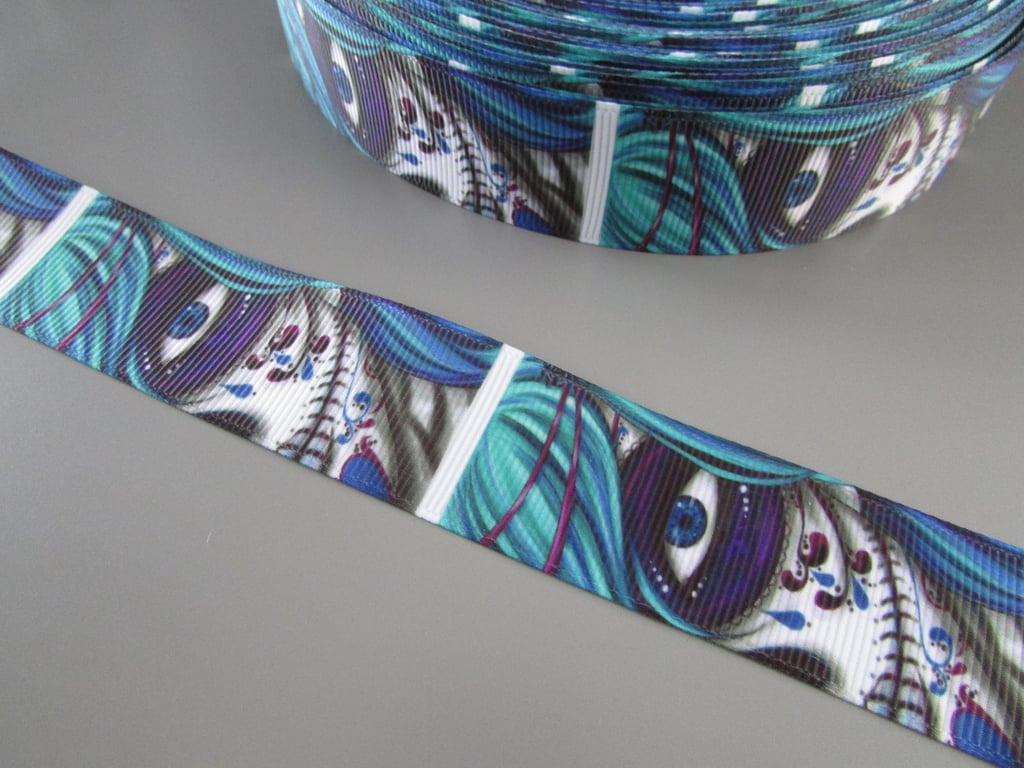 Blue Sugar Skull Calaveras Day of the dead Tattoo Grosgrain Ribbon x 1 metre