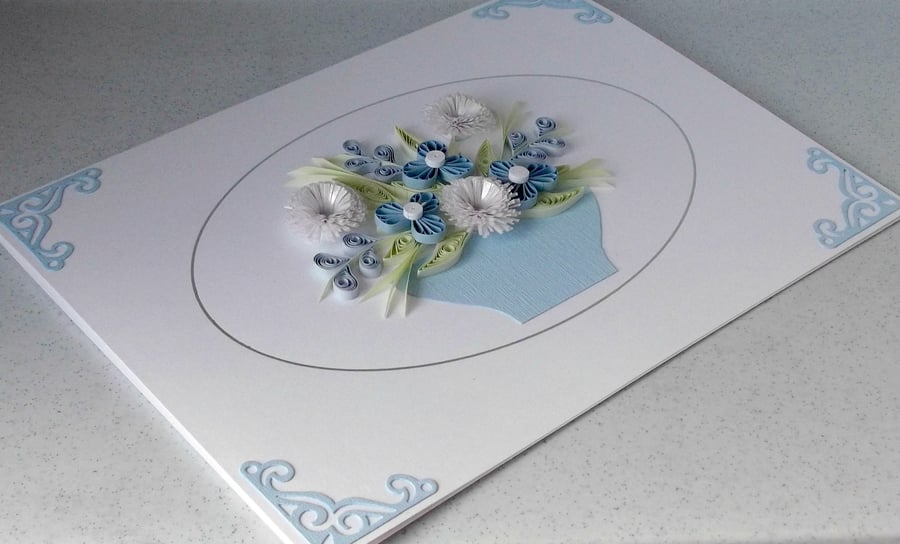 Quilled card, add your own message, birthday, thank you, get well