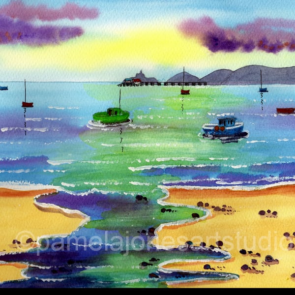 Morning Light, Mumbles, Swansea Bay, Wales,  Watercolour Print  20 x 16'' 