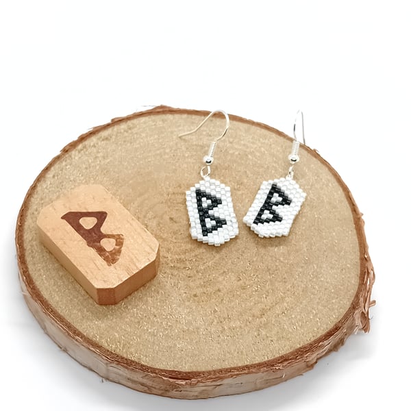 Berkana viking rune beaded earrings