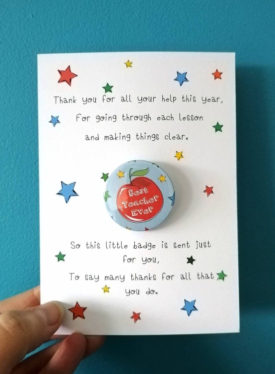 Teacher thank you gift, teacher thank you card, badge set, kind, thank you badge