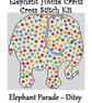 Elephant Parade Cross Stitch Kit Ditsy Size Approx 7" x 7"  14 Count Aida