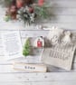 Little Wooden Handmade House in a Bag with Christmas Tree 'Home' 