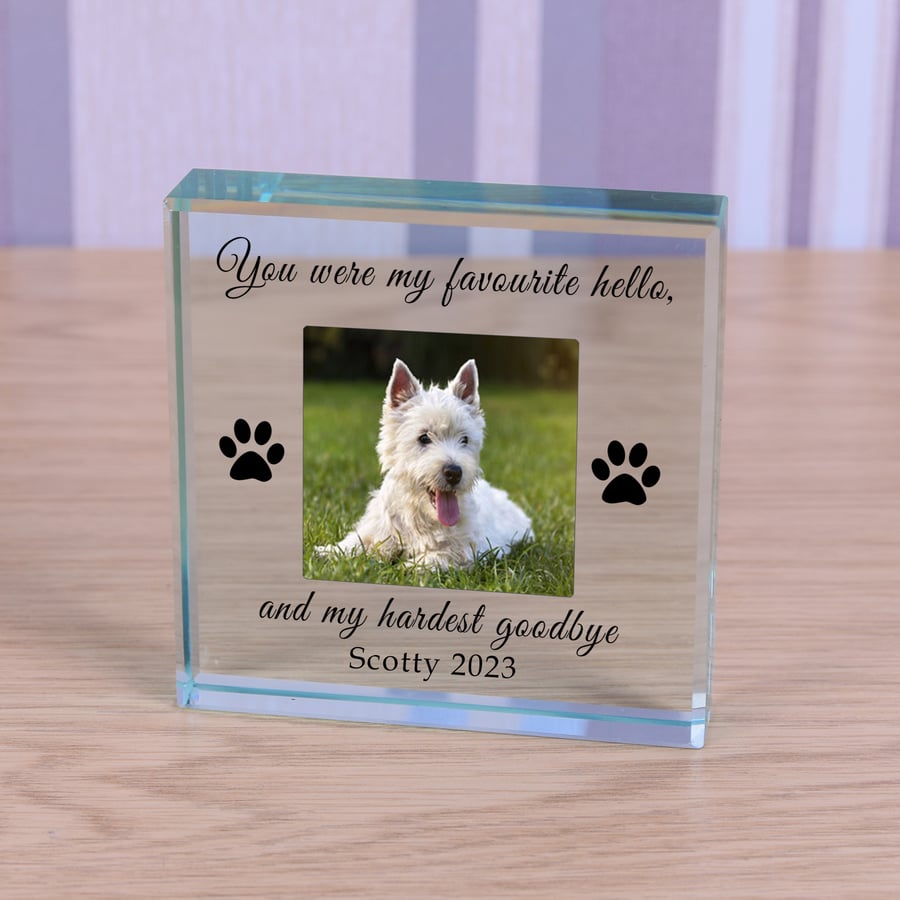Favourite Hello Pet Memory, Pet Glass Token, Dog Memorial, Pet Loss, Pet Grief