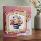 Handmade Birthday Card, Floral Cupcake Card, Luxury Greeting Card,