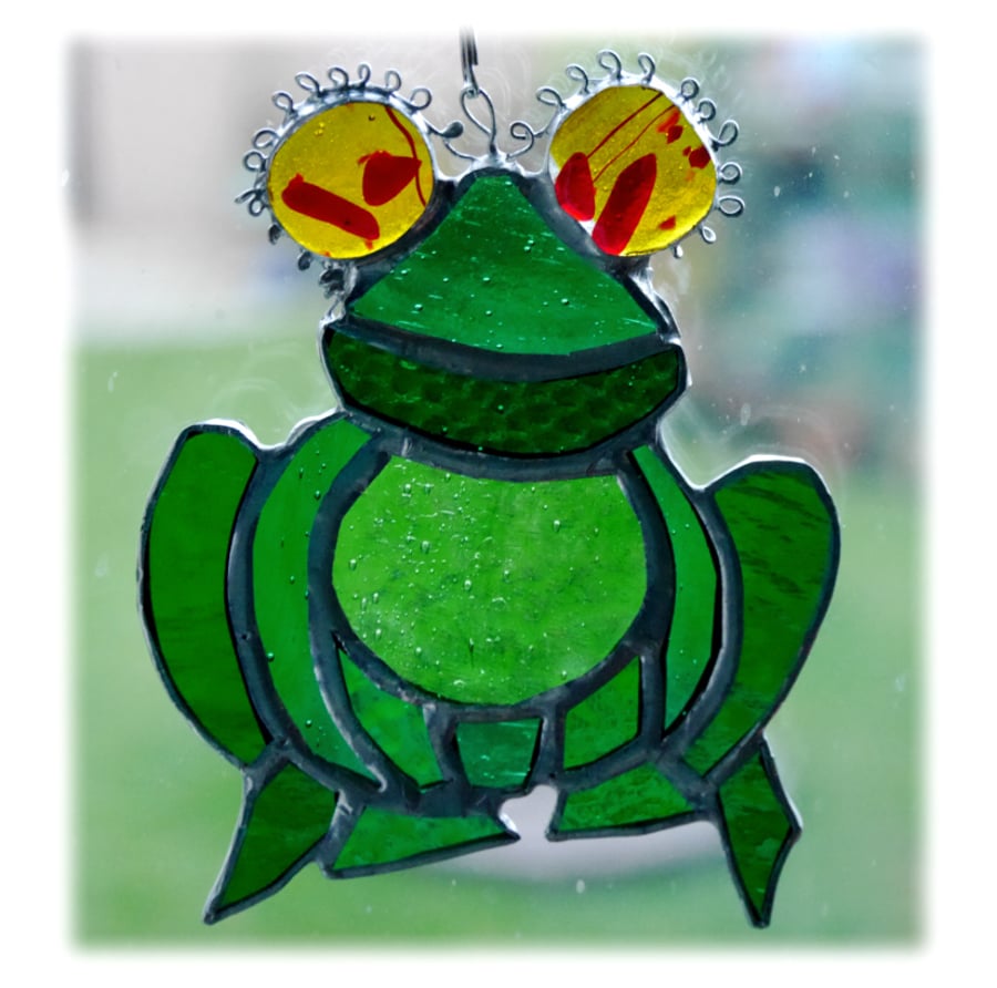 Frog Suncatcher Stained Glass Handmade 44