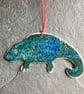 Porcelain chameleon Christmas decoration blue green The Porcelain Menagerie - Image 1