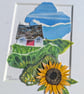 The Prize Sunflower - Original miniature collage. A5 Mounted