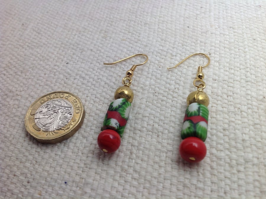 Rare antique trade bead earrings