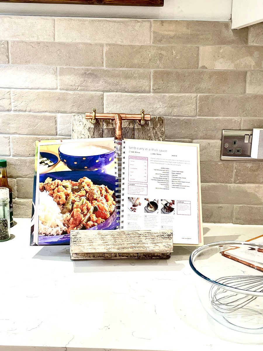Cookbook Stand, Timber & Copper Recipe Holder, Book Stand, Music Sheet Holder, C