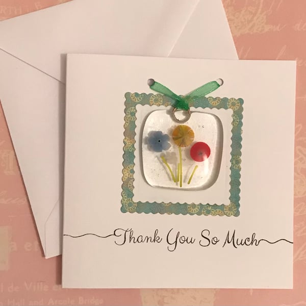 Thank You Card with Fused Glass Decoration 
