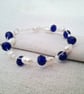 Blue Glass Bracelet, Sterling Silver Pearl Jewellery, Freshwater Pearl Bracelet - Image 3