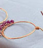 Natural Ruby & Hammered Copper Hoop Earrings - Image 9
