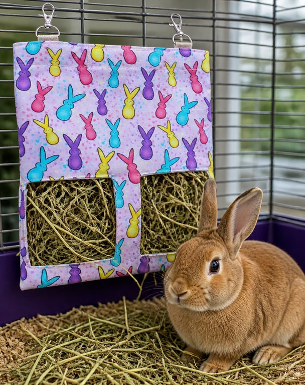 Hanging Fabric Hay Feeder for Rabbits 