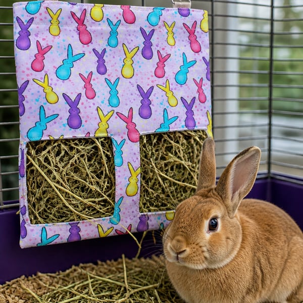 Hanging Fabric Hay Feeder for Rabbits 