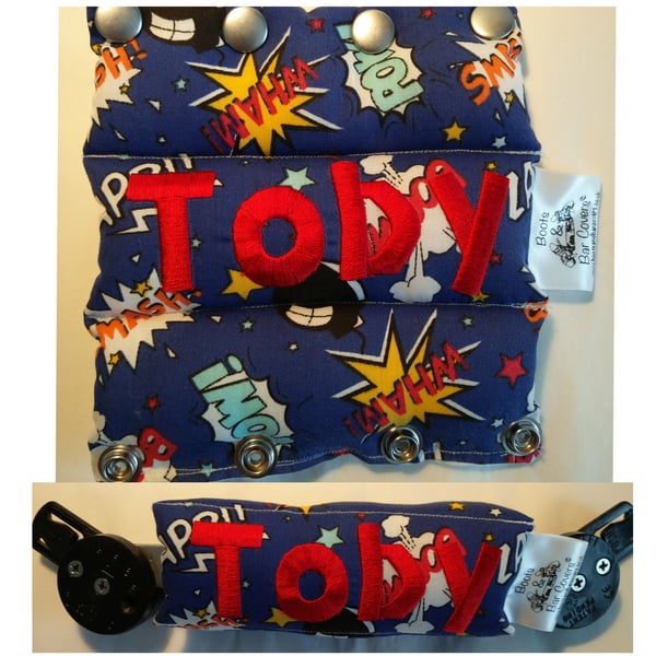 Superhero Navy Clubfoot Talipes Boots and Bar Cover. Ponseti BnB