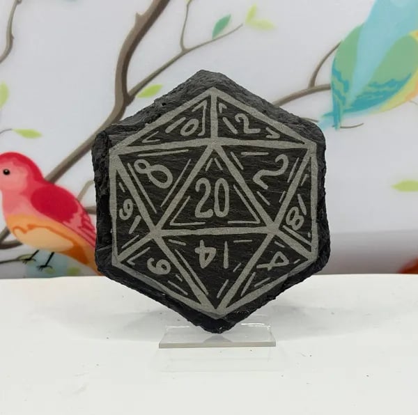 D20 Dice Laser Etched Coaster