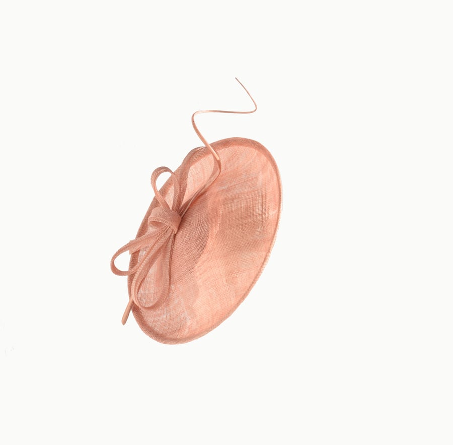 Salmon Peach Fascinator Wedding Hat 