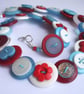 Red, white and aqua button necklace - Image 3