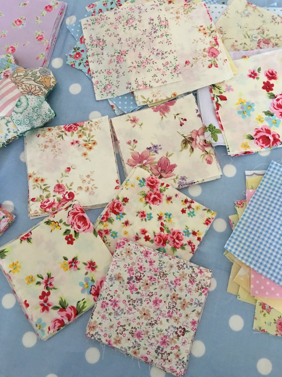 40 x 4" shabby chic  coloured cotton fabric patchwork squares