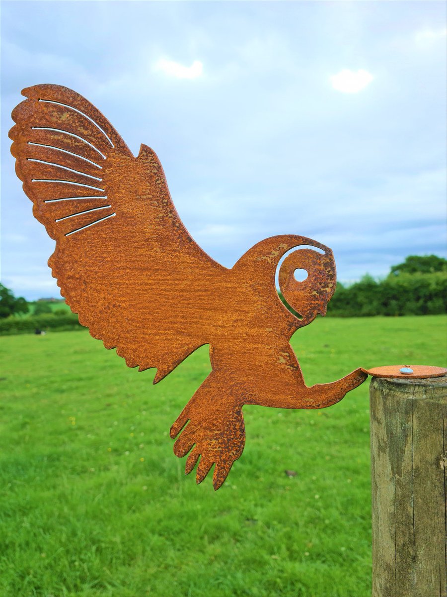 Rusted Metal Owl Sculpture, Rusted Garden Art, Rusty Garden Ornaments, Metal Art