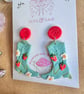 Handmade Strawberry Cowboy Boot Polymer Clay Earrings - Image 3