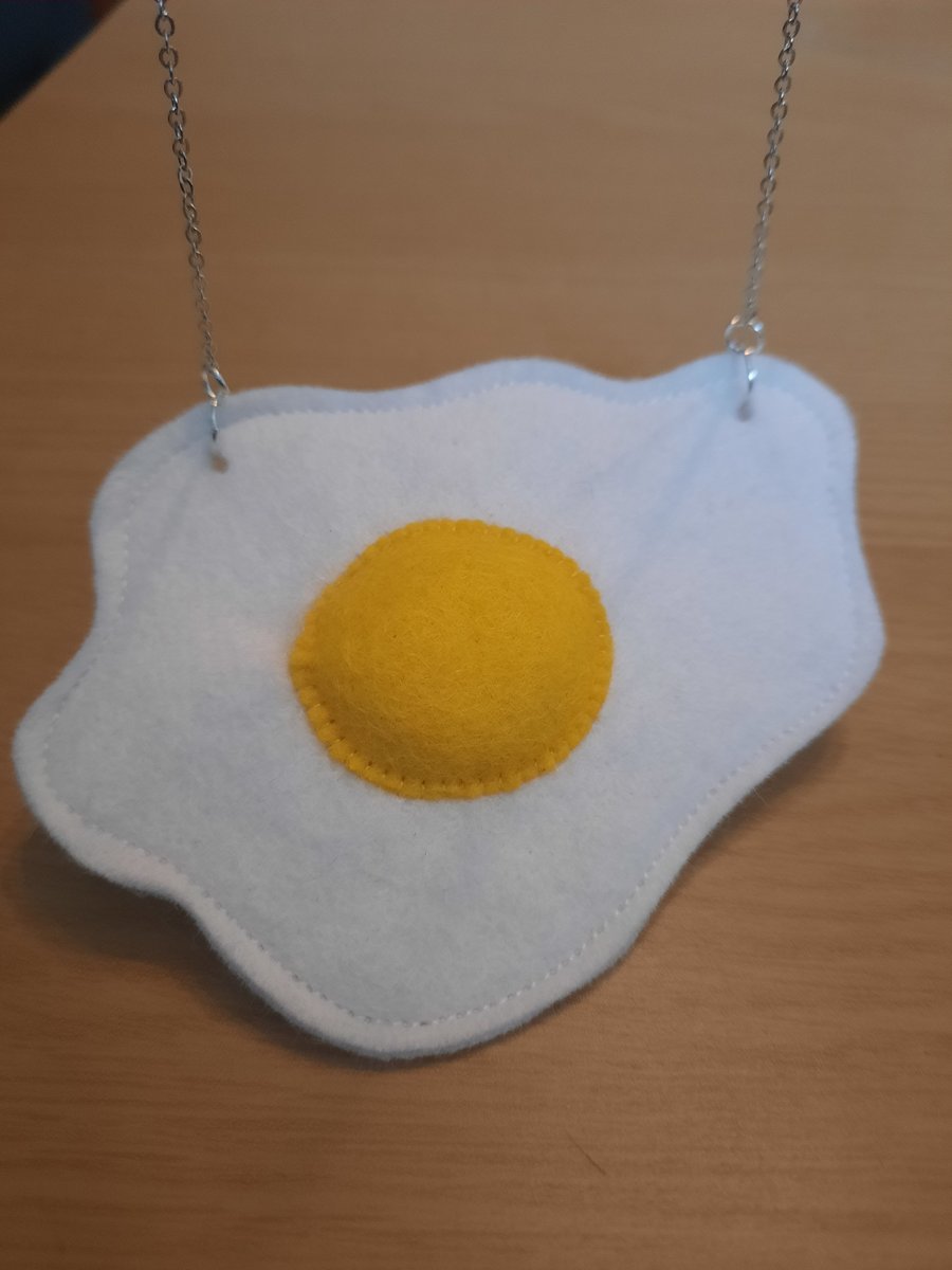Handmade Felt Fried Egg Necklace