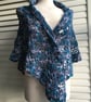 One Off Handmade Triangular Shawl in Textured Blues  - Image 5