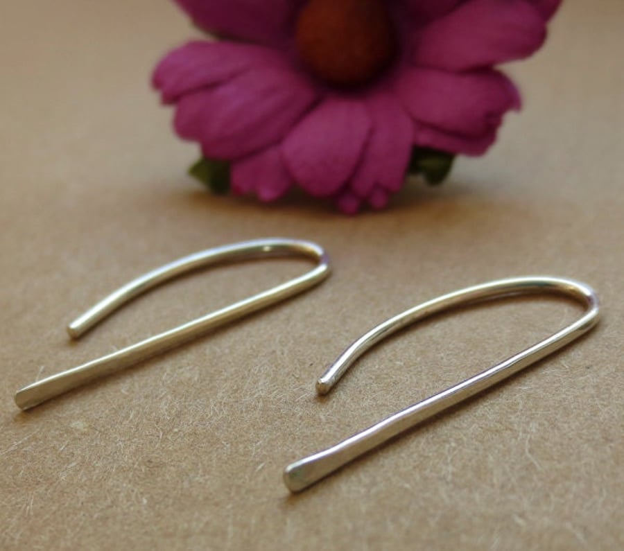 Sterling silver bar hook earrings - Made to order for you.
