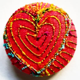 One Inch Badge Multicoloured Heart Badge 