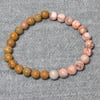Sandy Coloured Stone and Pink Marbled Stone Elastic Half and Half Bracelet
