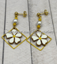 Gold Floral Pearl Earrings with Faux Pearl Beads – Handmade Jewellery - Image 6