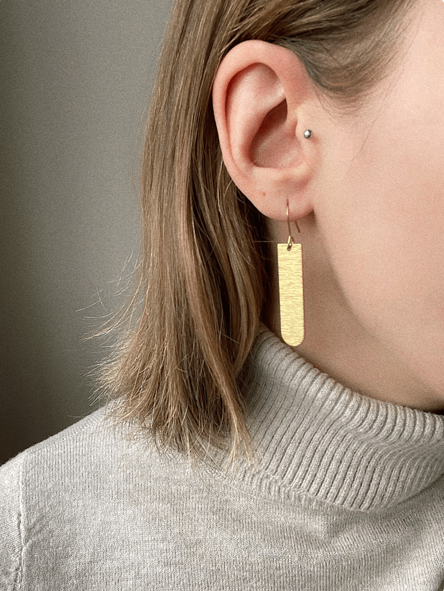 Minimal textured brass bar earrings, statement jewellery, gift for her