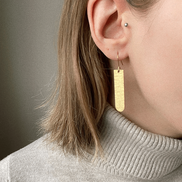 Minimal textured brass bar earrings, statement jewellery, gift for her