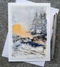 By The Stream. Handpainted Blank Card