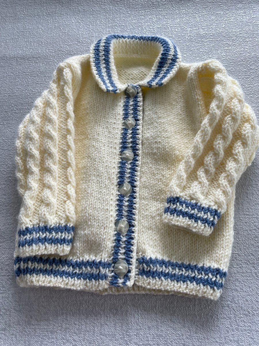 Cream cardigan with cable sleeves