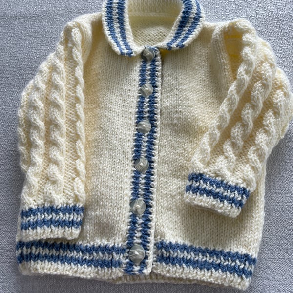 Cream cardigan with cable sleeves