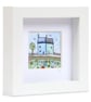 Little blue houses fabric picture, textile art, gift - Image 1