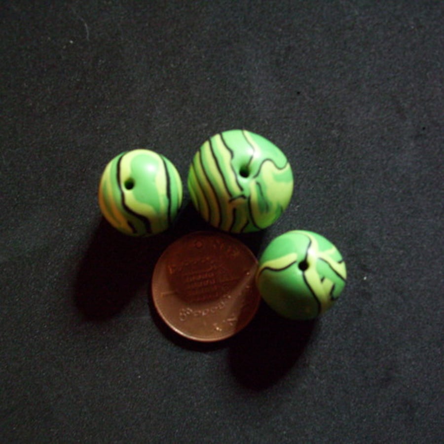 Art Beads - Green Riot x 3
