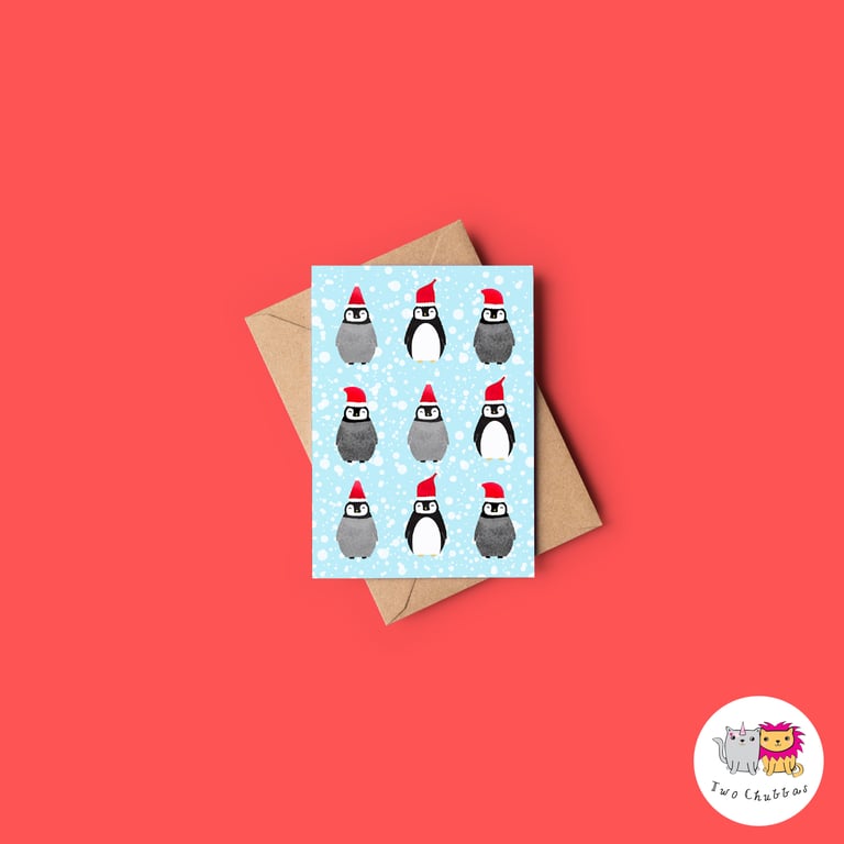 Penguin Christmas Card, A6 Christmas Card, Cute Animal Christmas Card